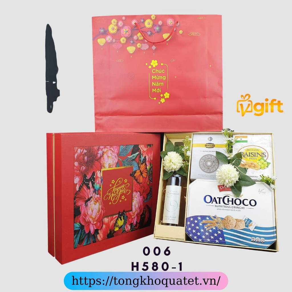 Hôp quà tết 2022_Hộp bánh kẹo tết_ ĐẸP, CAO CẤP, SANG TRỌNG [006-H580-1] | BigBuy360 - bigbuy360.vn