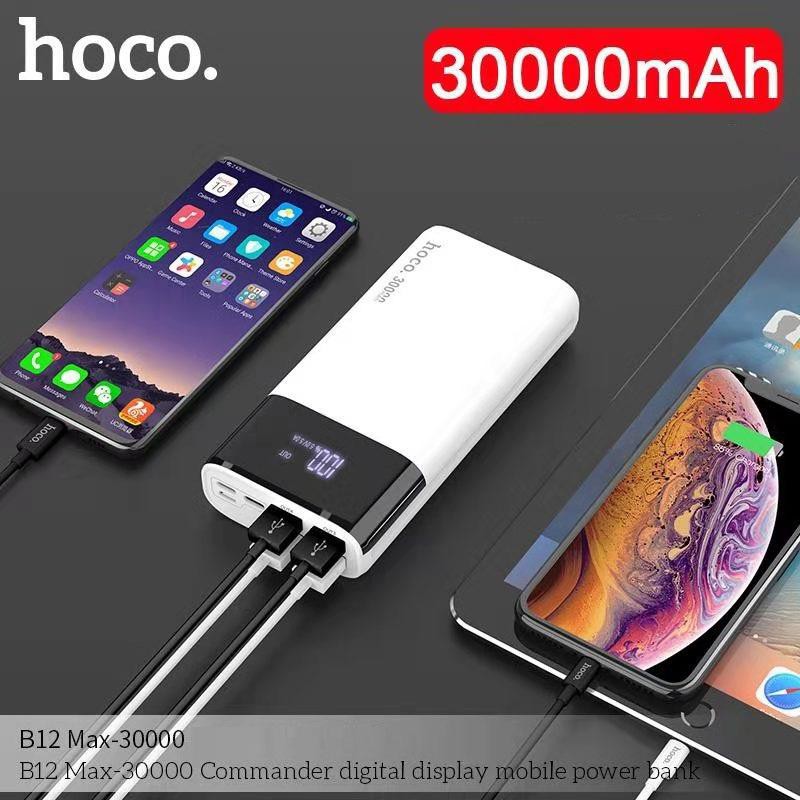 Pin sạc dự phòng Hoco B12 Max 30000mAh Commander 3 cổng input, 4 cổng input max 5A