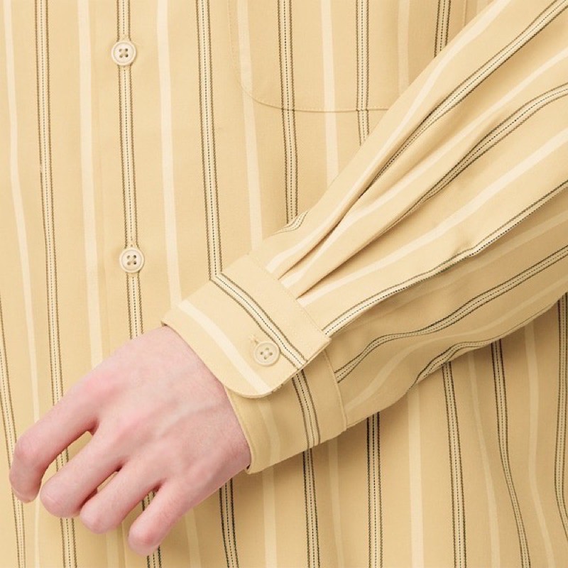 Áo sơ mi nam dài tay cổ tàu kẻ sọc dọc dòng oversize thời trang của GU - Nhật