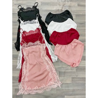 Sét bộ ngủ lụa satin phối ren siêu hot