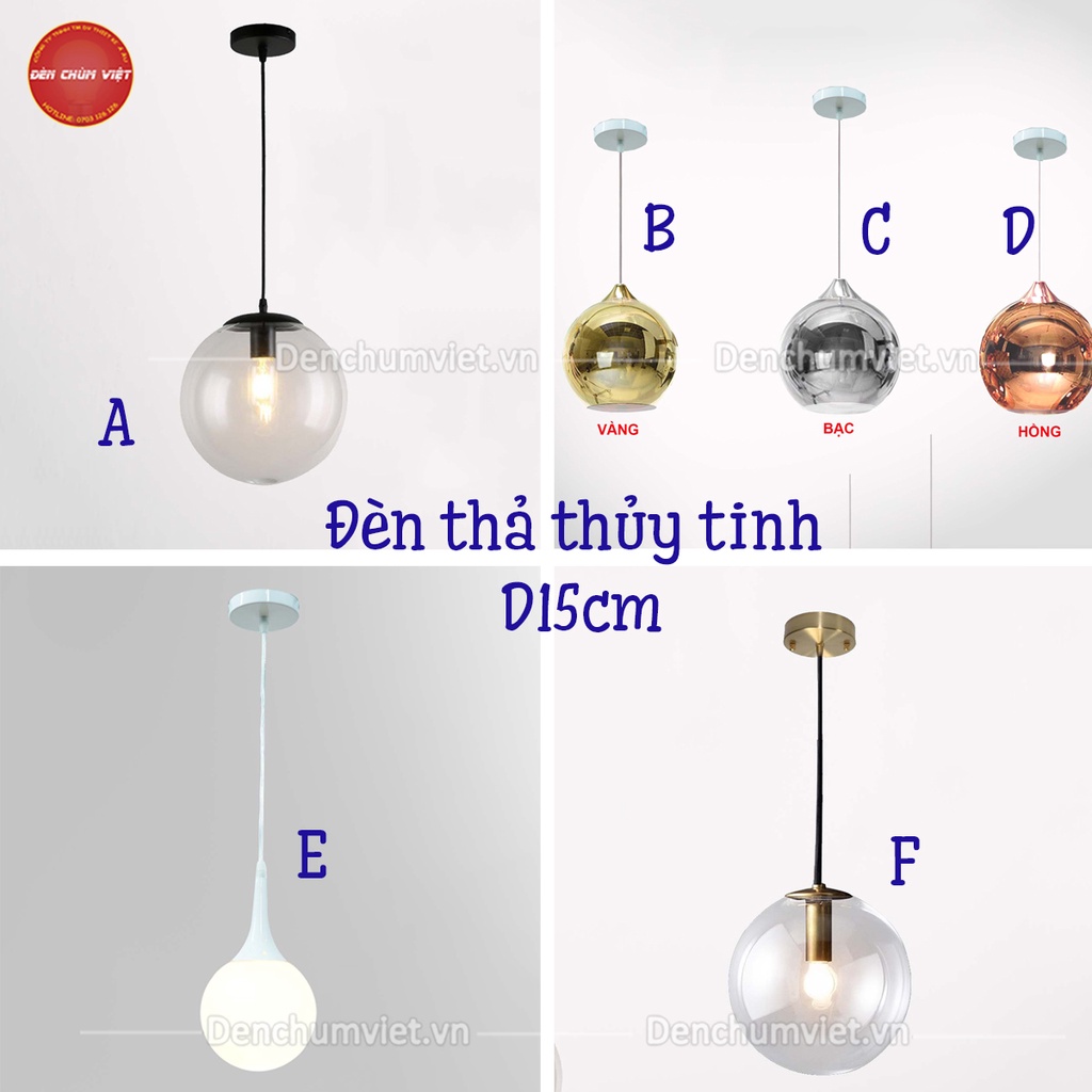 Đèn thả thủy tinh, đèn thả bàn ăn, quầy bar (Tặng kèm bóng)