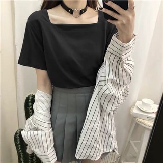 (ORDER) Áo thun nữ cổ vuông chất mát nhiều màu