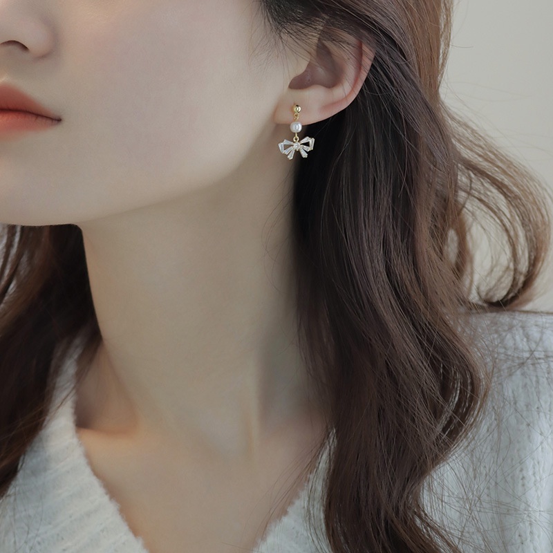 [Augustcloth | AugustJewelry] Bông tai/ Hoa tai hạt ở giữa và có nơ