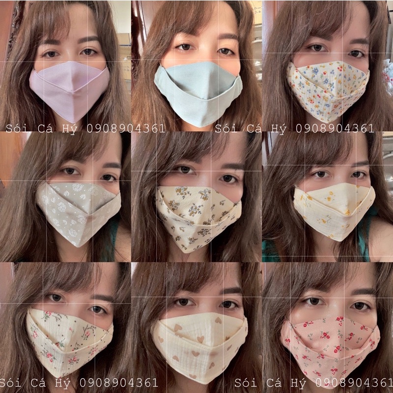 Khẩu Trang Vải Linen 3D Cotton 3 Lớp cho mẹ