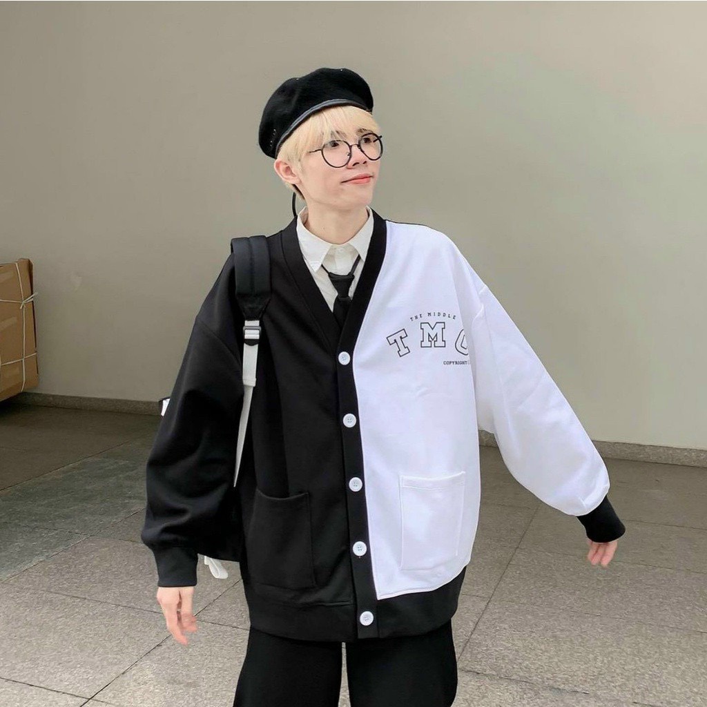 Áo Khoác Bomber Nam Nữ Chất Liệu Nỉ Phối Đen Trắng ONEZ mềm mịn form rộng bóng chày unisex phong cách ulzzang | BigBuy360 - bigbuy360.vn