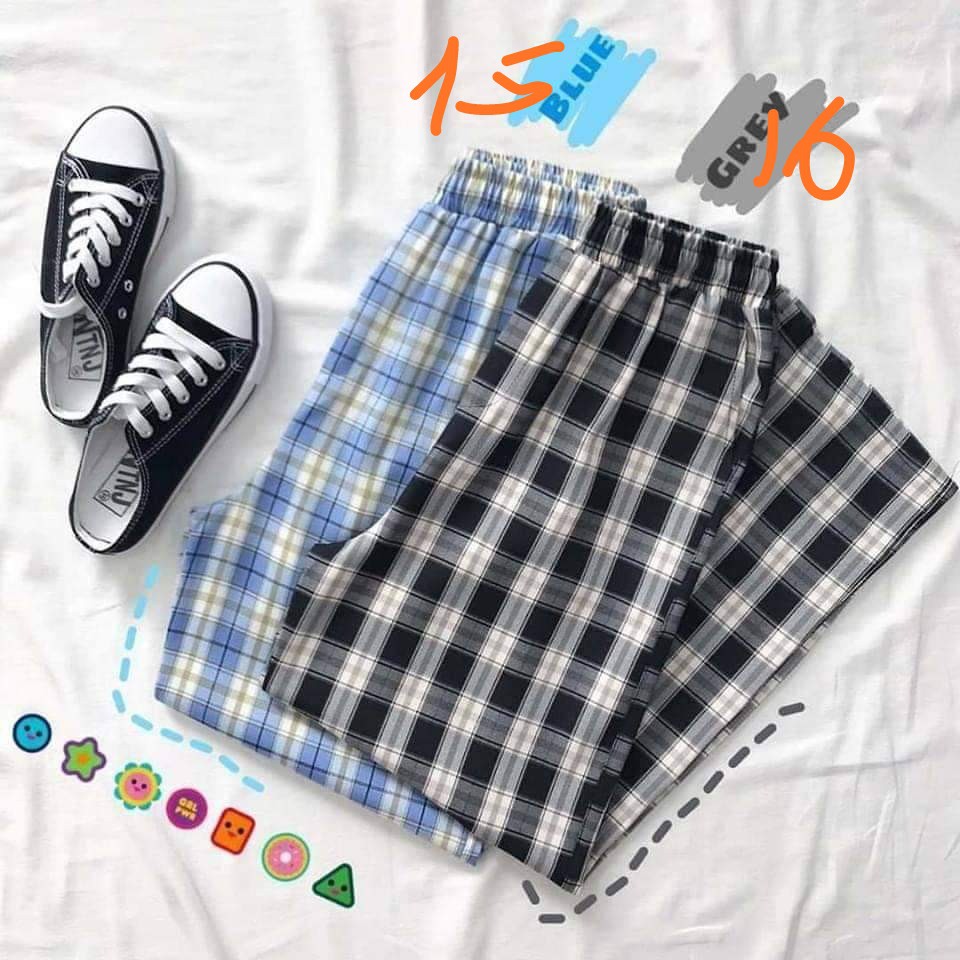 UNISEX - PLAID PANTS - QUẦN CARO ỐNG RỘNG - QUẦN CARO MÀU TÍM - QUẦN CARO SUÔNG RỘNG - QUẦN CARO NAM NỮ