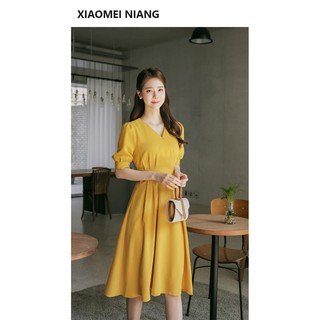 ❣️freeship❣️ đầm cổ v chit eo thắt nơnhiều size form thiết kế