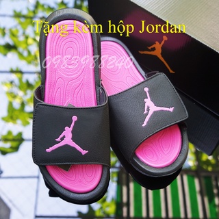 Dép JD Jordan bóng rổ FREE SHIP + hộp hãng + jordan đủ tem tag loại 1 đen lót tím quai ngang xé dán nam nữ. BH Slippers