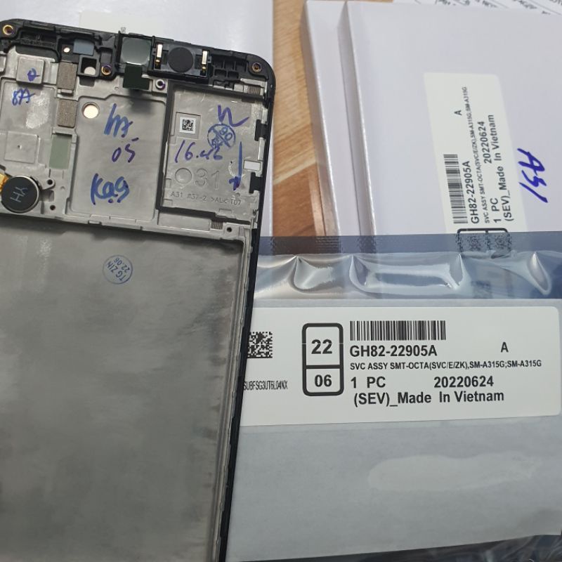 Màn hình samsung A31 zin công ty khung,màn 2ic khung
