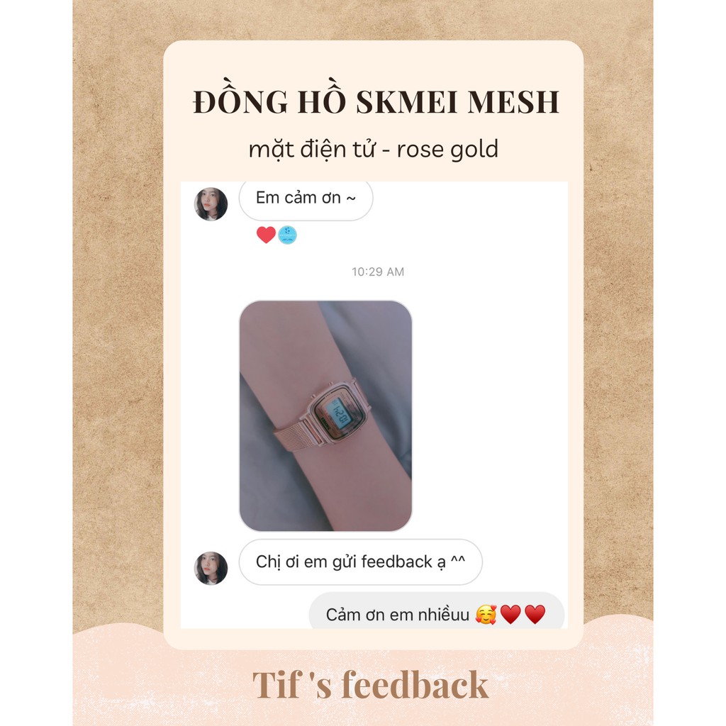 Đồng hồ nữ điện tử mặt nhỏ SKMEI MESH rose gold đồng hồ thời trang cá tính Watchesbytif size 22mm kèm báo thức bấm giờ