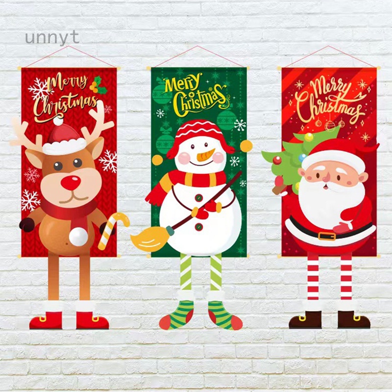 Unnyt Christmas flags Christmas atmosphere layout door hanging decorations Christmas flags bunting Christmas decorations