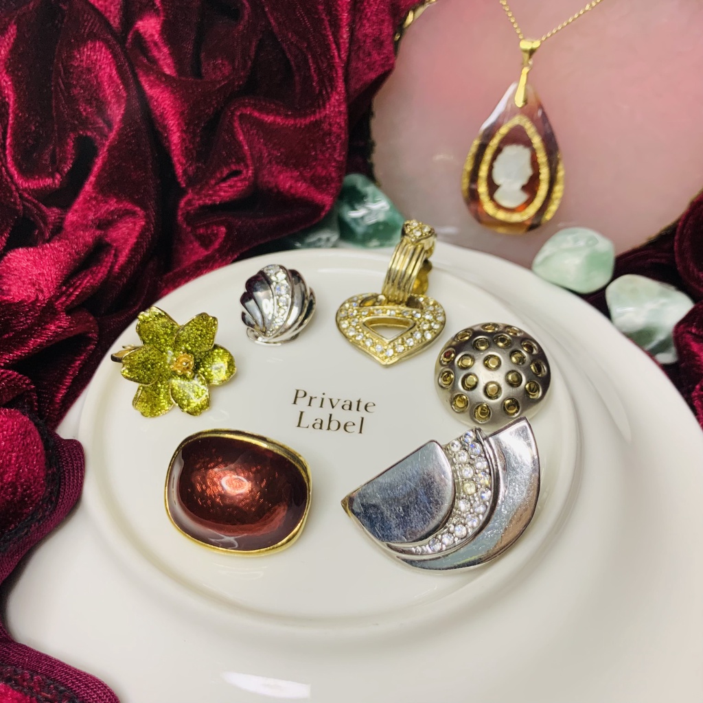 Bông tai kẹp đơn chiếc quý tộc | Bông tai cổ điển | Vintage Earrings | Trang sức độc lạ || Si Nhật | 2hand