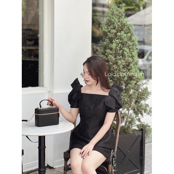(SẴN) Áo tafta dày ánh nhũ tay nơ