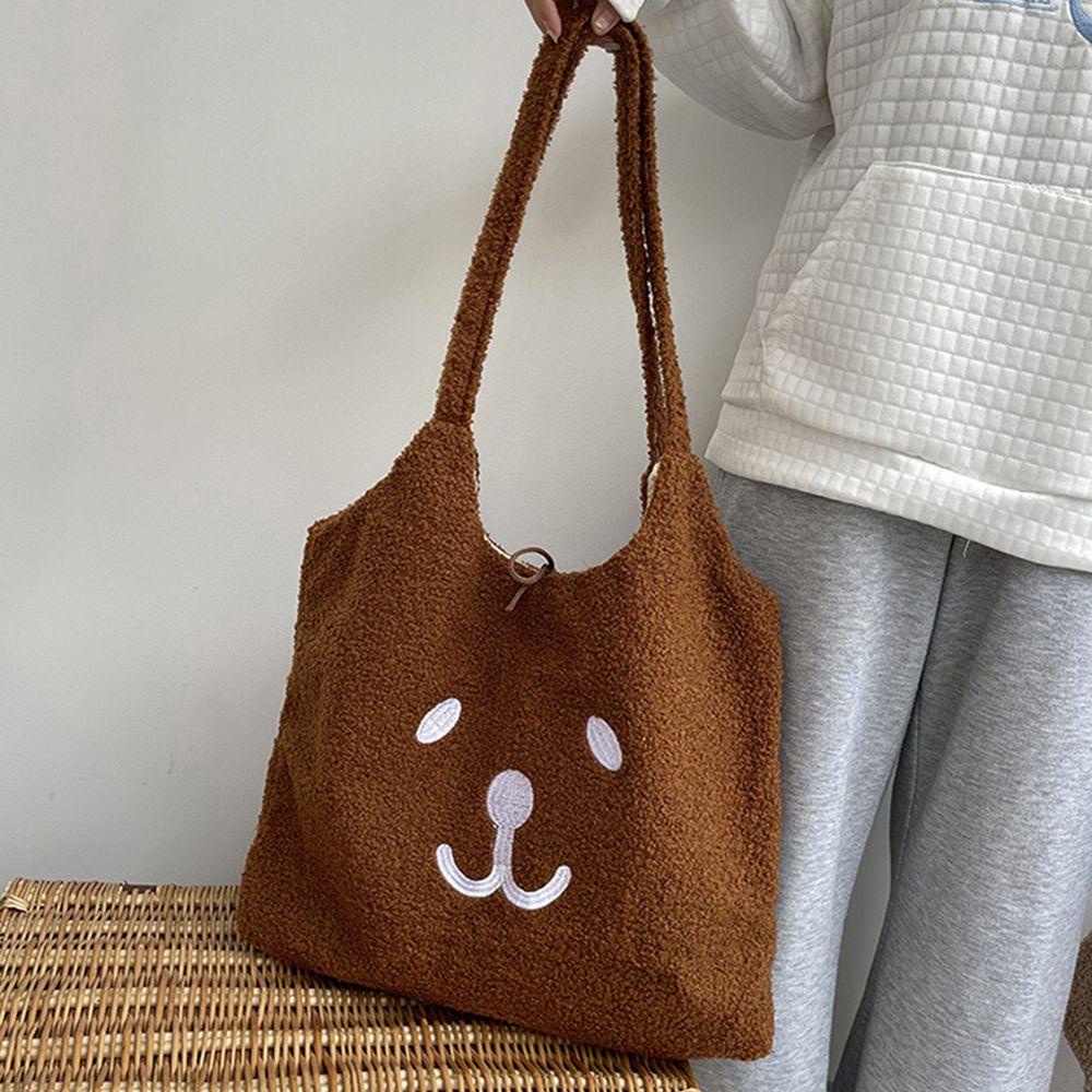 Túi Tote Đeo Vai Bằng Lông Mềm Mại Sức Chứa Lớn Phong Cách Châu Âu Cho Nữ