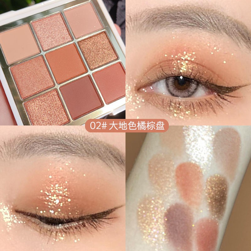 [Hàng mới về] Bảng phấn mắt Minshzee 9 màu lông nhũ ánh ngọc trai và tông lì