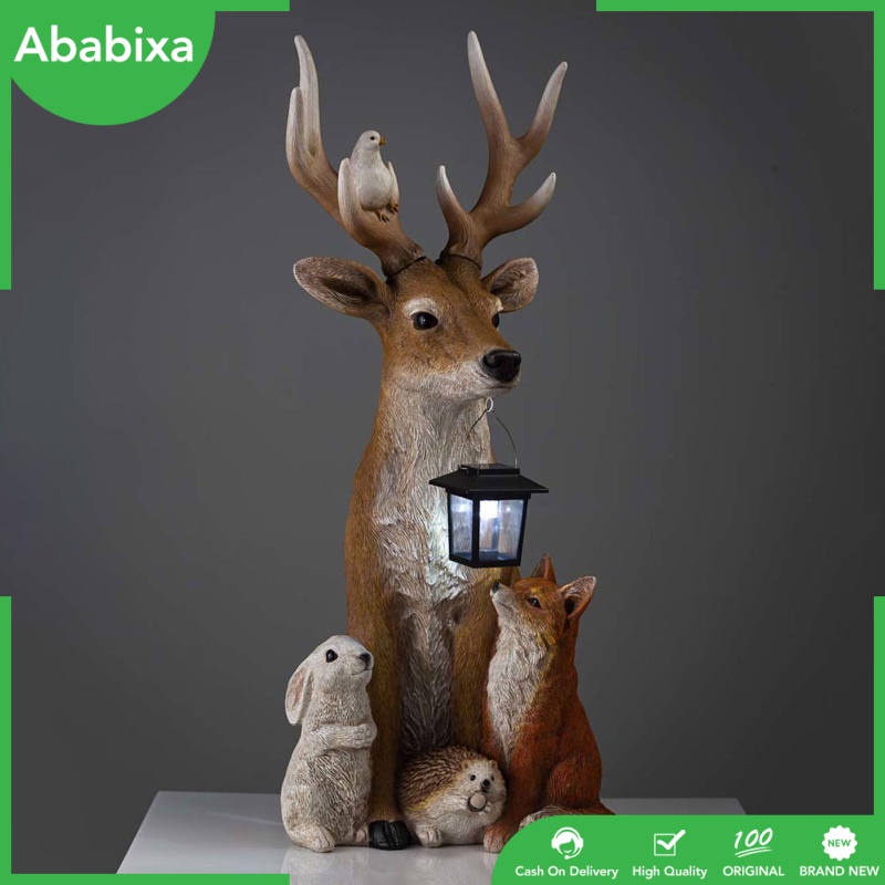 [Ababixa] Tượng Điêu Khắc Nghệ Thuật Hình Hươu Năng Lượng Mặt Trời Thiết Kế Đơn Giản Bằng Nhựa Resin Làm Quà Lưu Niệm Trang