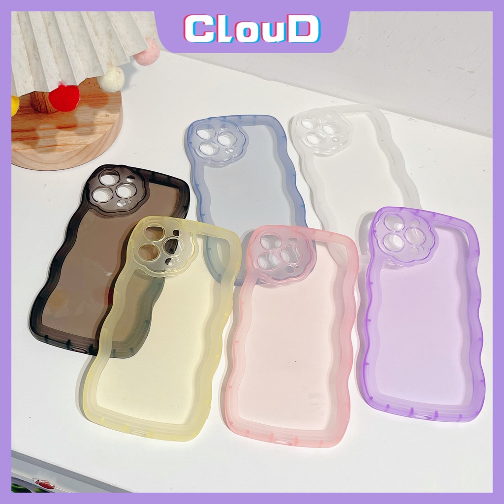 Ốp Điện Thoại Tpu Mềm Trong Suốt Chống Sốc Màu Kẹo Viền Lượn Sóng Cho IPhone 13 11 12 Pro Max XR 7plus 8plus XS X 7 8