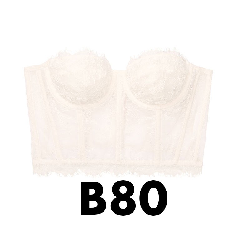 36B/B80 Bill Mỹ - Áo ren trắng tháo dây (68) không mút, phối ren, dây kéo tiện lợi, Coco White - Victoria's Secret