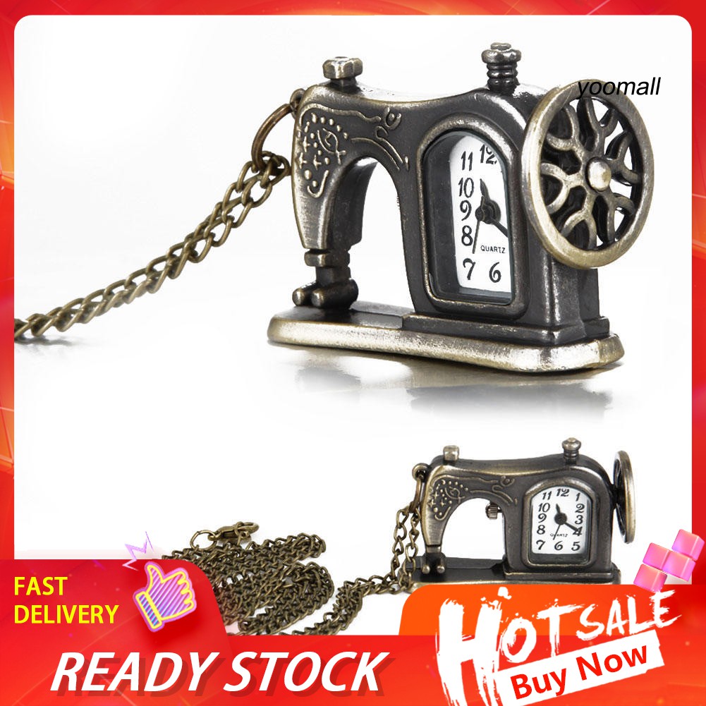 Đồng Hồ Quả Quýt Chạm Hình Máy May Phong Cách Vintage