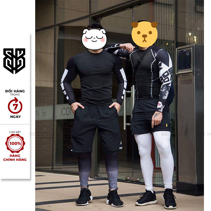 Quần Legging Nam Loại Dài BSS WEAR - Quần Thể Thao Nam Dài Trắng Chuyên GYM Bóng Rổ Bóng Đá SPORTWEAR - Màu Trắng