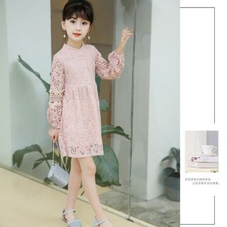 Váy bé gái chất liệu ren lót nhung