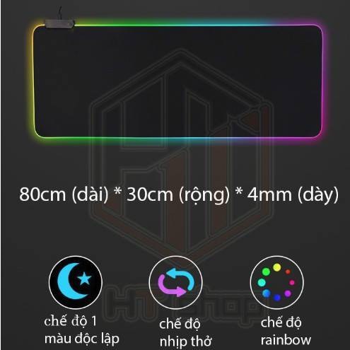 Miếng lót chuột pad chuột chơi game LED RGB cỡ lớn 80x30x4mm chống trượt siêu bền siêu đẹp