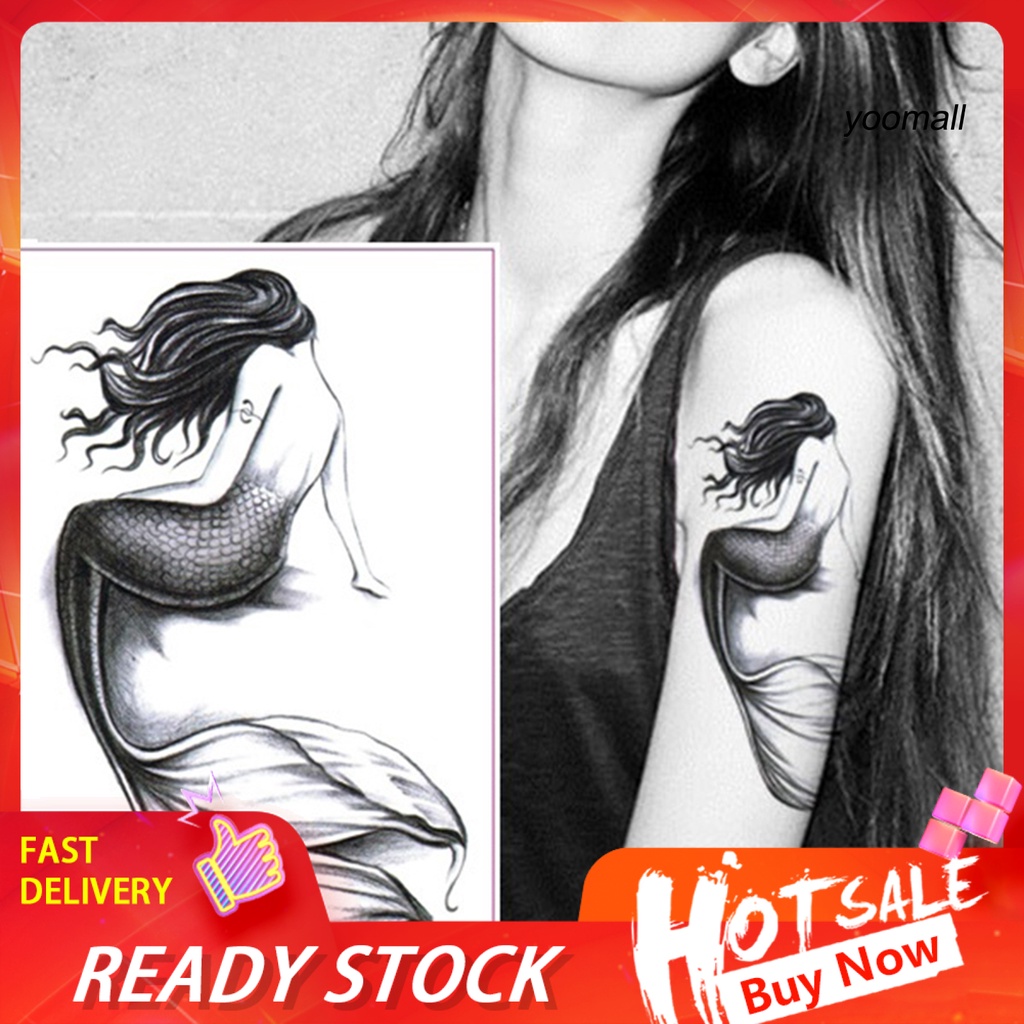 [Hàng mới về] Hình Xăm Dán Tạm Thời Chống Nước Chống Mồ Hôi Hình Nàng Tiên Cá Thời Trang