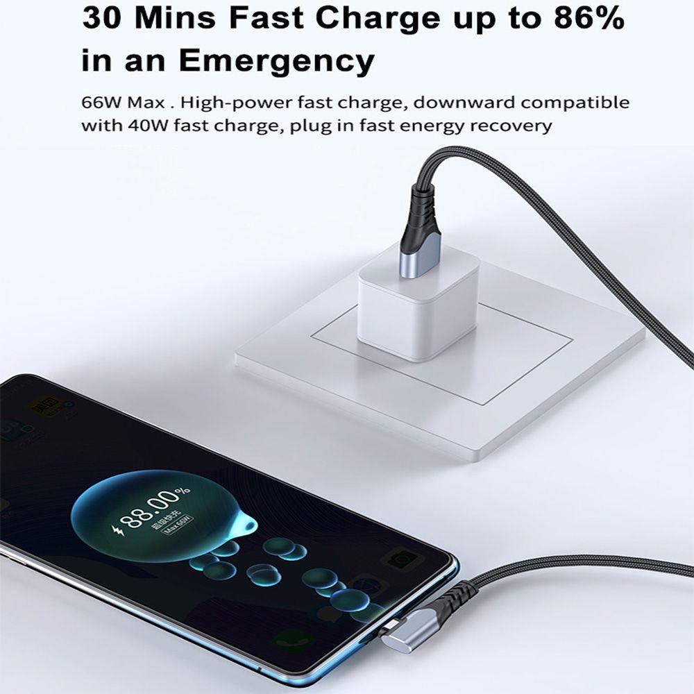 MYRONGVN Cáp Sạc Nhanh Và Truyền Dữ Liệu Đầu USB C Sang USB Type C 90 Độ 6A SCP Cho Huawei OPPO VOOC OnePlus