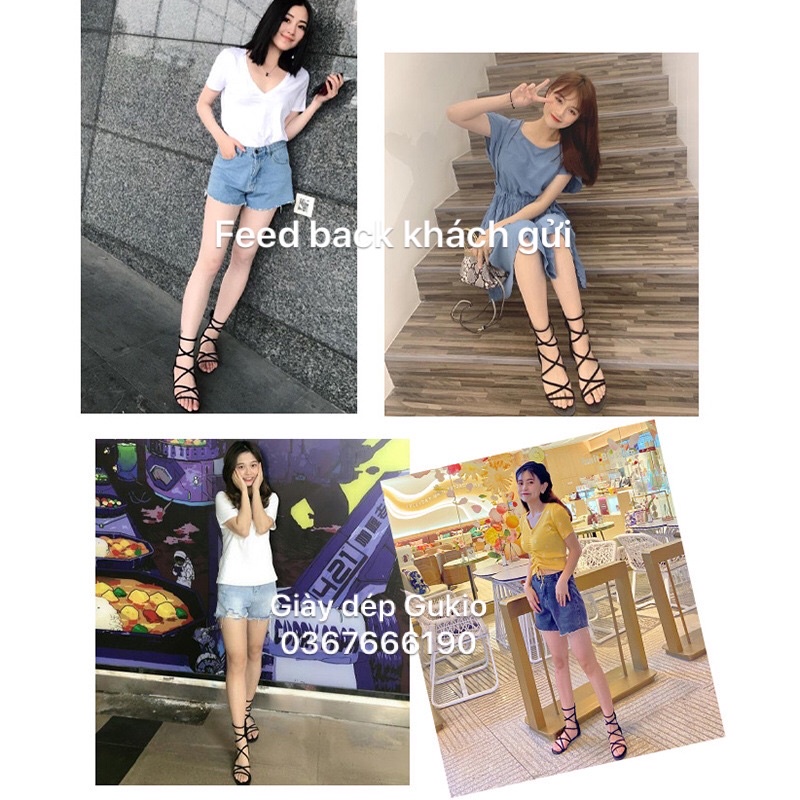 Sandal dây chéo khoá sau cổ cao nữ tính đi chơi đi biển mặc maxi siêu đẹp.