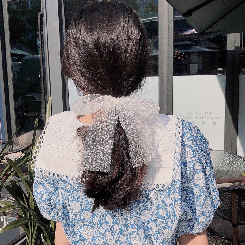Dây buộc tóc trang trí ngọc trai giả tạo hình nơ hợp thời trang cho nữ