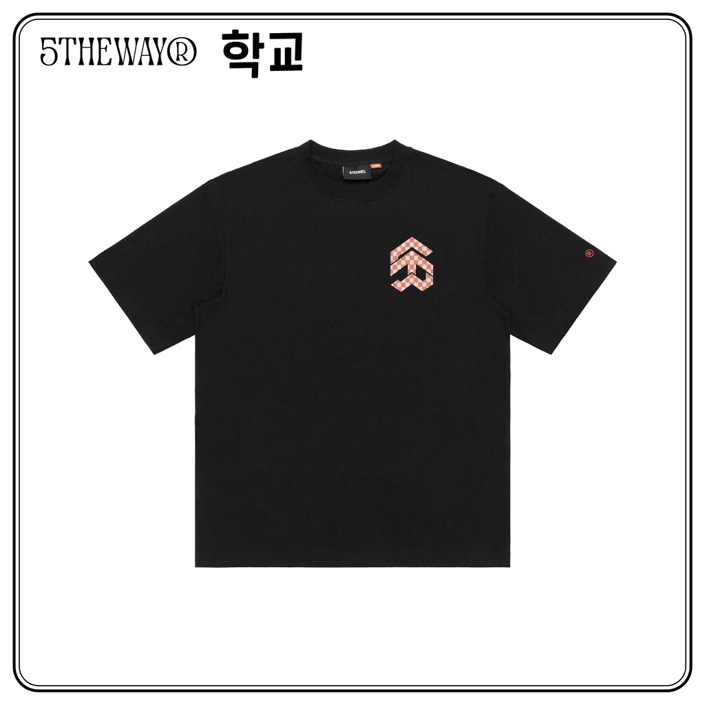 Áo thun 5THEWAY /checkerboard/ New Tee hoạ tiết Caro Màu Đen BLACK