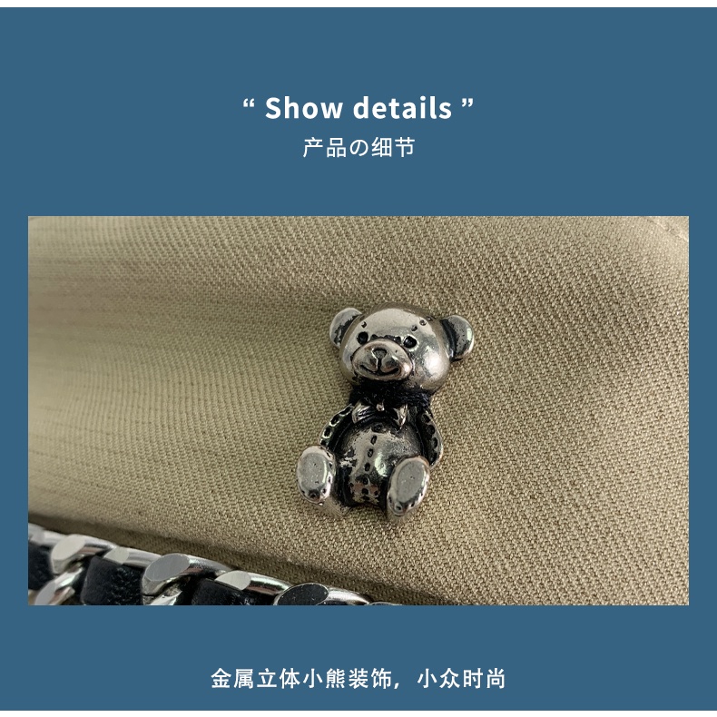 Mũ Beret Phối Dây Xích Họa Tiết Gấu Hoạt Hình Thời Trang Xuân Thu Dành Cho Nữ