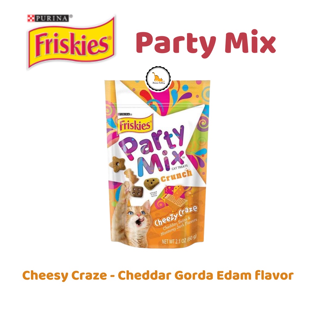 PURINA FRISKIES PARTY MIX - BÁNH THƯỞNG CHO MÈO ĐỦ HƯƠNG VỊ HỖN HỢP GÓI 60g