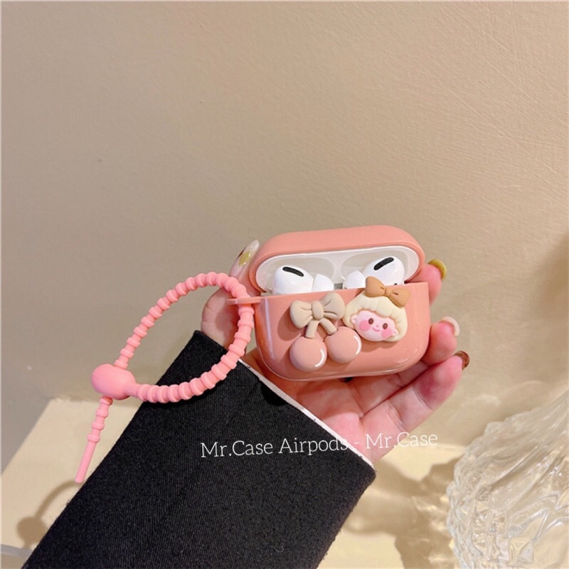 Case Airpods 1/2 /Pro Vỏ Ốp Tai Nghe Hình Màu Hồng Dẻo- Mr.Case AirPods