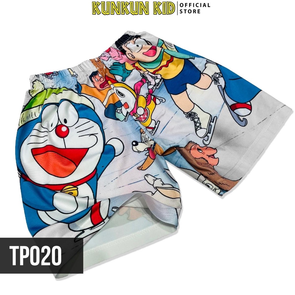 Quần áo bé trai thun lạnh in 3d hình doraemon Kunkun Kid TP020