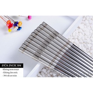 Đũa ăn cơm inox 304 siêu bền 10 đôi