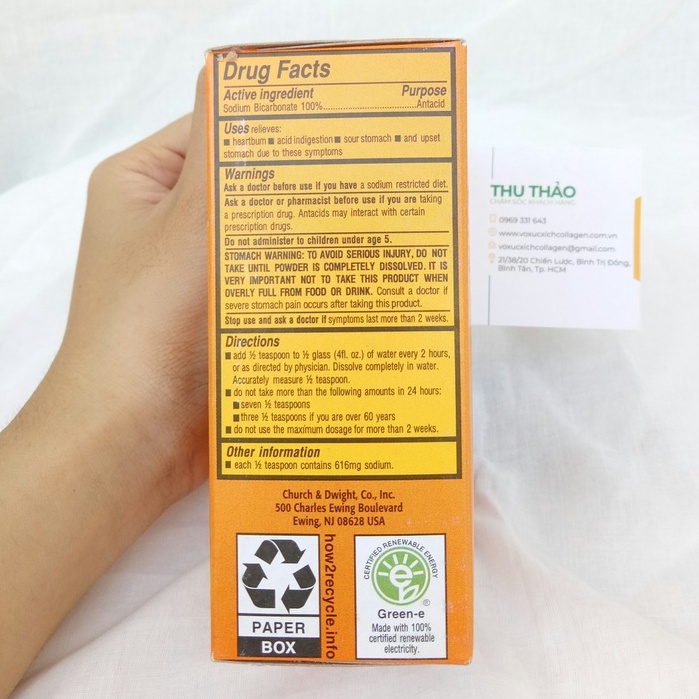 Bột Baking Soda đa công dụng, làm bánh, tẩy trắng - Hộp 454g nhập khẩu Mỹ