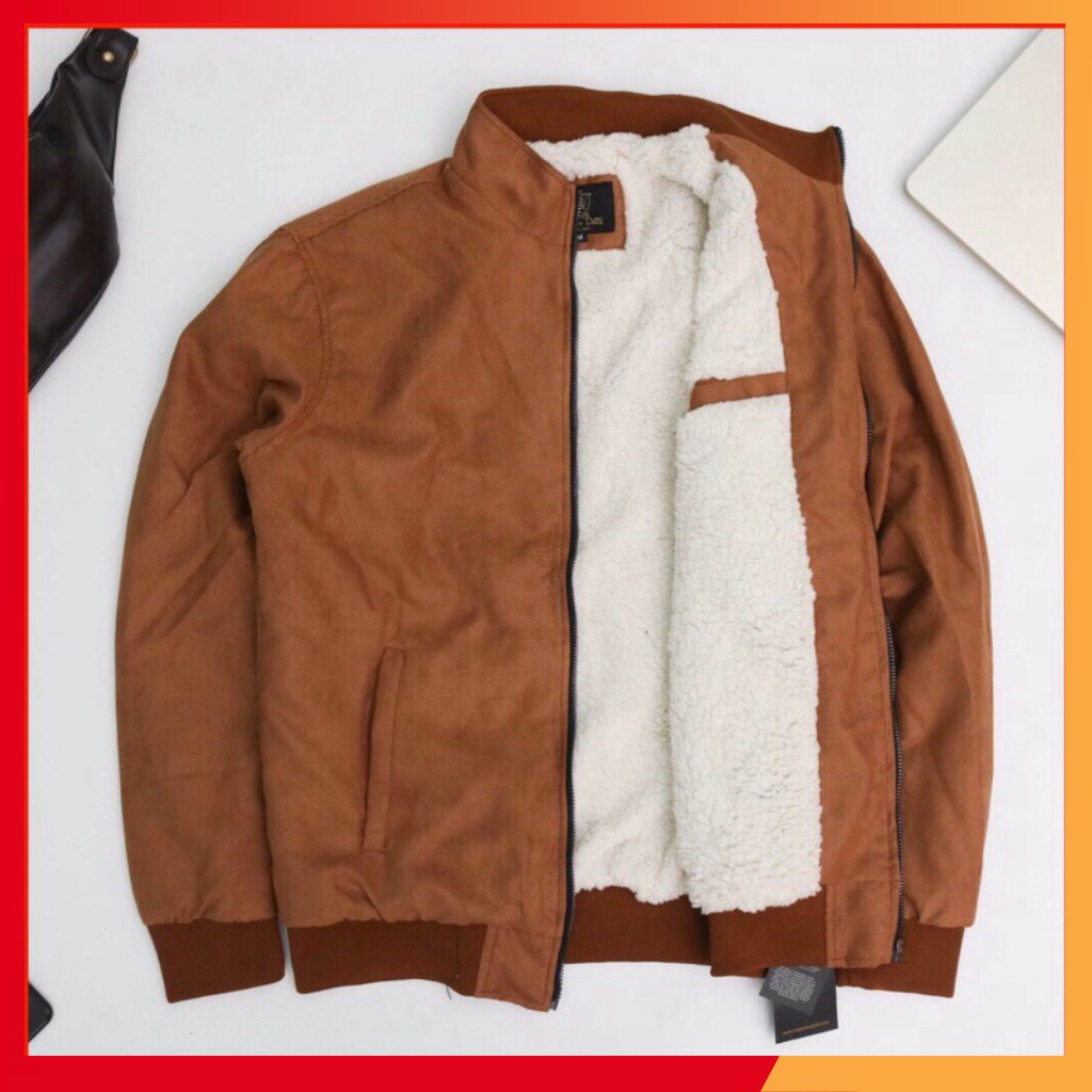 Áo Khoác Nam Lót Lông Cừu 4 màu Cao Cấp_ Chất Da Lộn_50-80kg