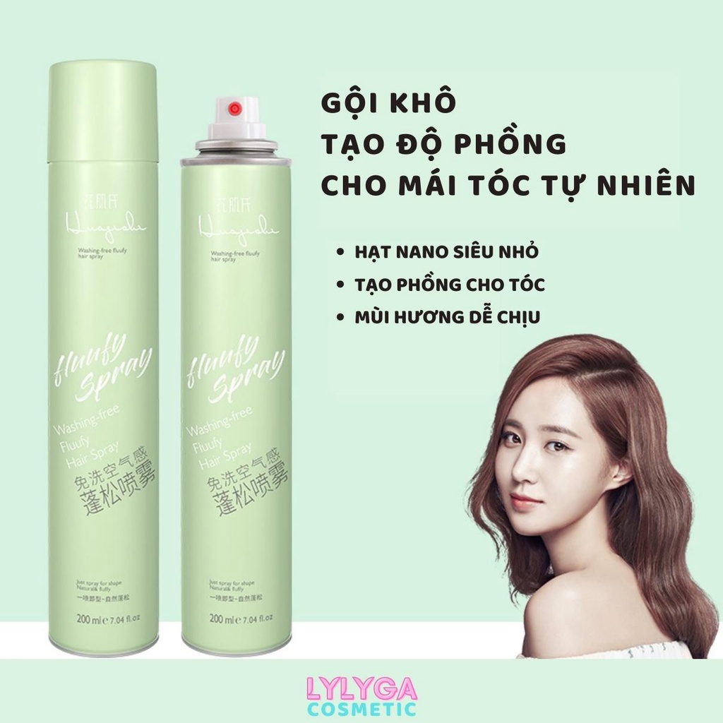 Dầu gội khô tạo phồng FLUUFY SPRAY 200ml dạng xịt gội đầu khô không cần nước dùng cho nam và nữ không bết tóc GK03