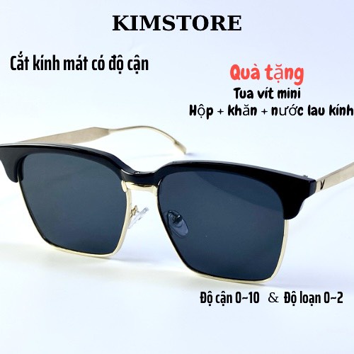 (TẶNG TUA VÍT) Kính mát GM sẵn độ- cắt độ cận theo yêu cầu- gọng kính kim loại thời trang