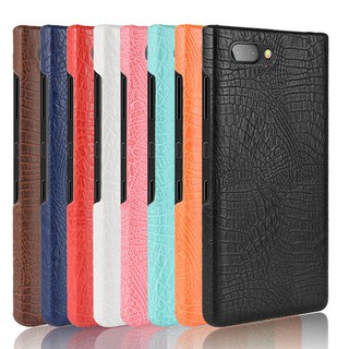 For BlackBerry Key 2 Case Luxury Vintage Crocodile Pattern PU Leather