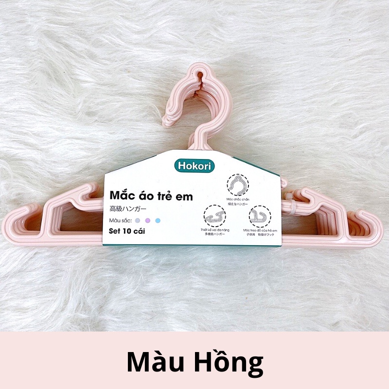 Set 10 móc treo áo quần trẻ em Hokori cho bé