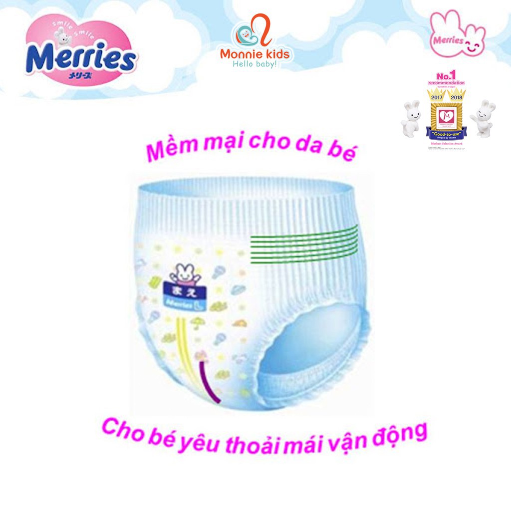 🎀HÀNG CHÍNH HÃNG🎀 Tã/Bỉm Merries Quần Nội Địa Nhật 🍡FREESHIP🍡  Cộng Miếng Size M58+6/L44+6/XL38+6/XXL26+2