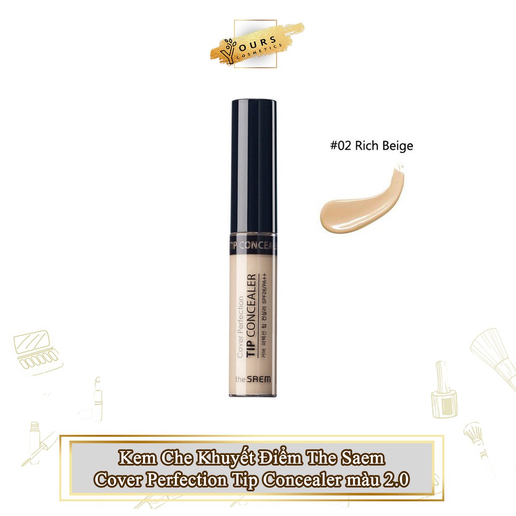 [Auth Hàn] Kem Che Khuyết Điểm The Saem Cover Perfection Tip Concealer màu 2.0