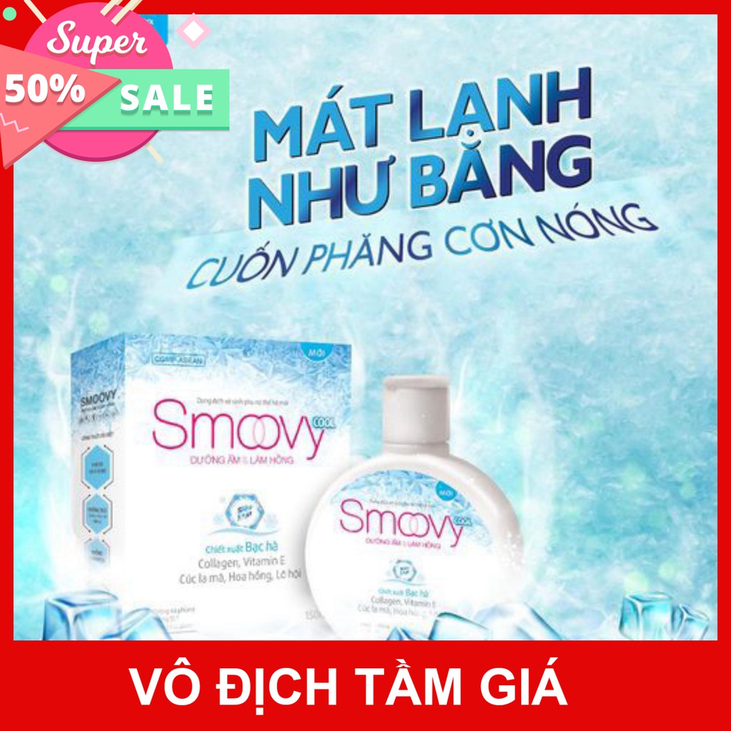 Dung dịch vệ sinh phụ nữ Smoovy Cool mát lạnh– Giúp thơm hồng se khít (Lọ 150ml)