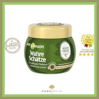 Ủ tóc garnier Ultra doux vị hạt mỡ màu xanh 300ml