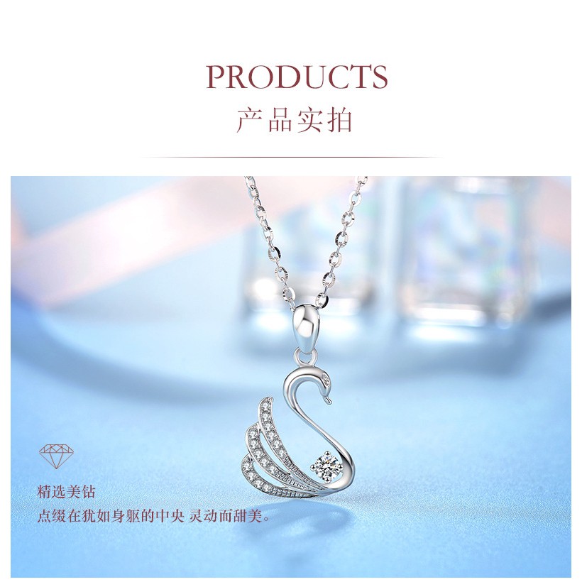 Dây chuyền mạ bạc 925 mặt hình chim thiên nga phong cách Hàn Quốc cho nữ