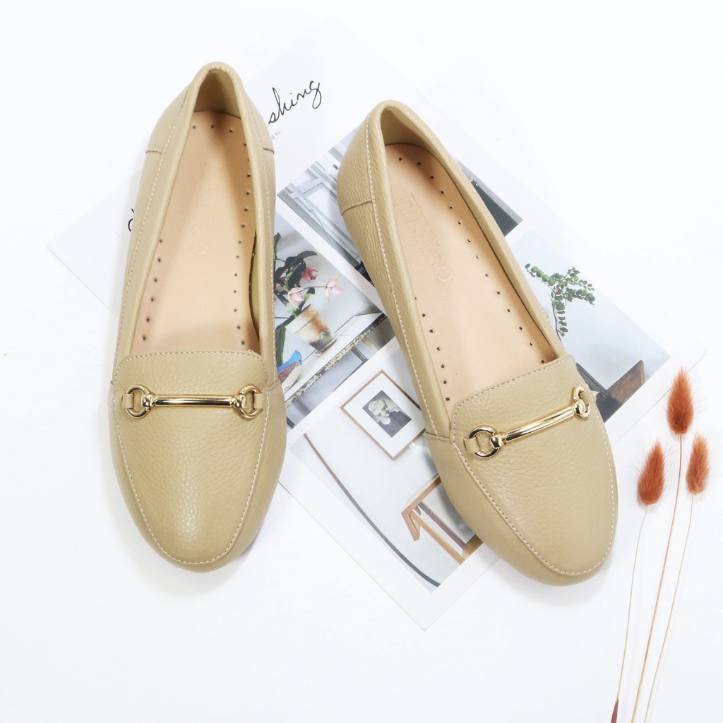 Giày Moca nữ - Giày búp bê nữ HT.NEO da bò thật ,đế cao su êm mềm ,thiết kế trẻ trung ,sang trọng , lịch sự GM10