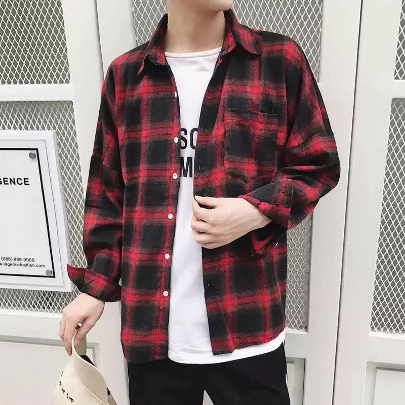 Áo khoác sơmi unisex form rộng CARO nam nữ phong cách ulzzang KUN