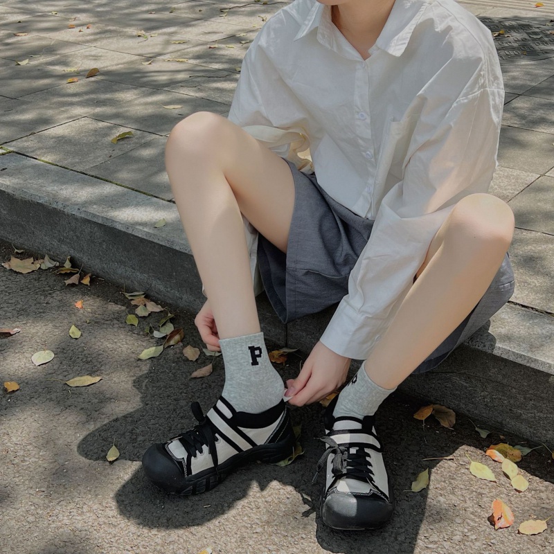 Vớ Cotton Cổ Cao Màu Sắc Đơn Giản Tiện Dụng Thời Trang